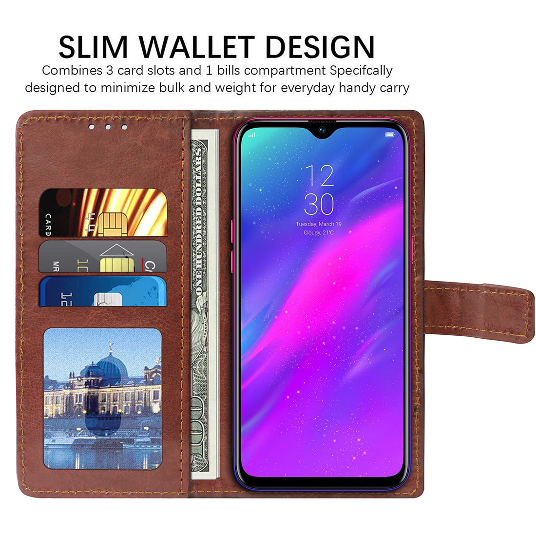 Premium Wallet Flip Cover for Realme 3 4G / 3i 4G