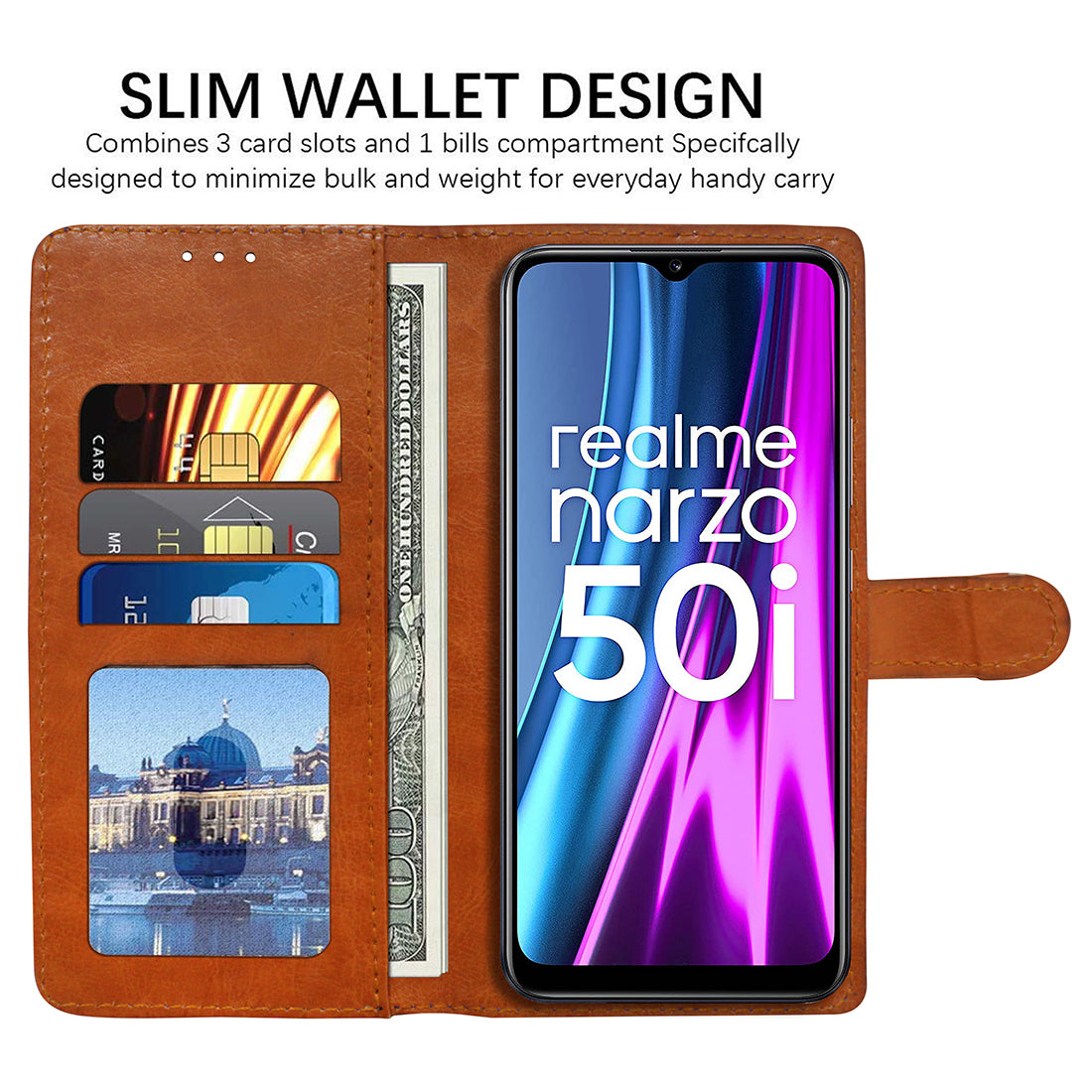 Premium Wallet Flip Cover for Realme Narzo 50i 4G