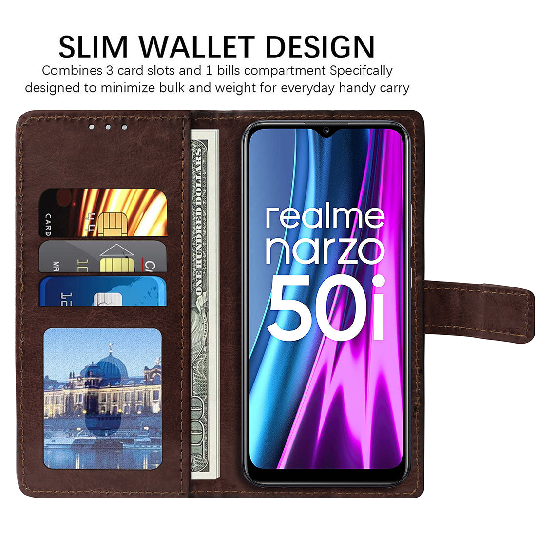 Premium Wallet Flip Cover for Realme Narzo 50i 4G