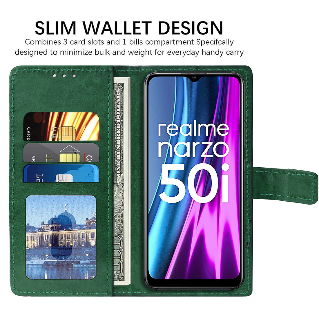 Premium Wallet Flip Cover for Realme Narzo 50i 4G