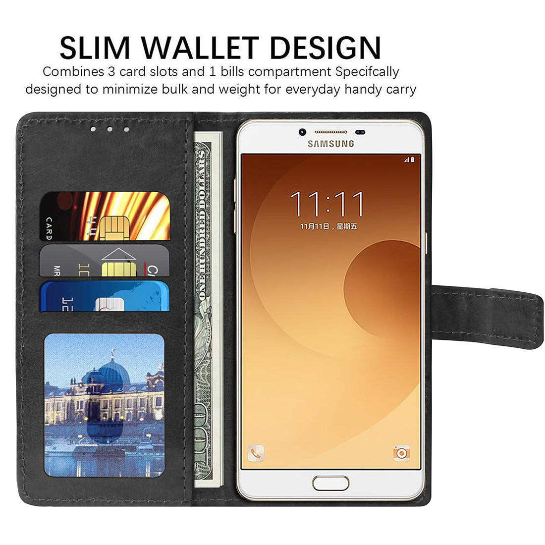 Premium Wallet Flip Cover for Samsung Galaxy C9 Pro 4G