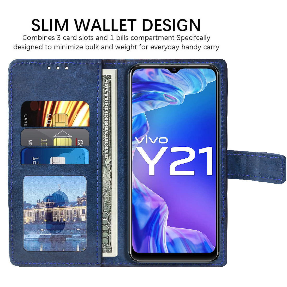 Premium Wallet Flip Cover for Vivo Y21 (2021)