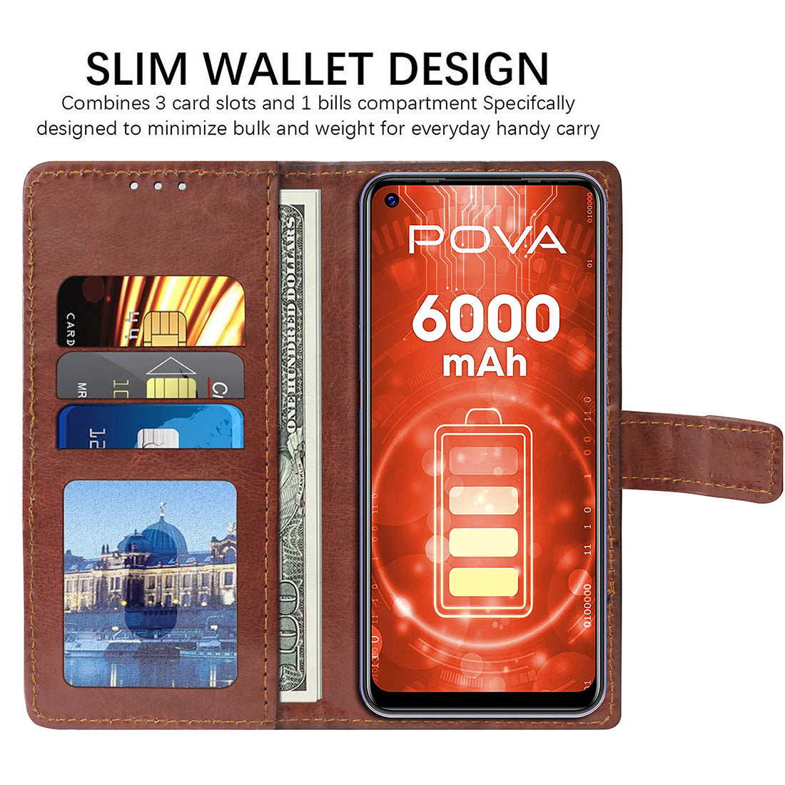 Premium Wallet Flip Cover for Tecno Pova 4G