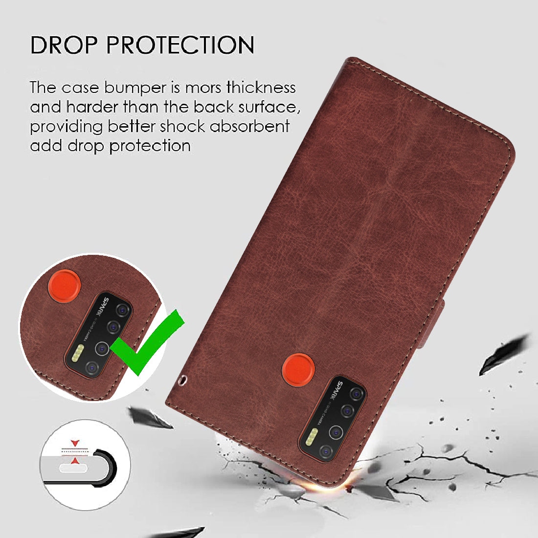 Premium Wallet Flip Cover for Tecno Spark 5 / Spark 5 Pro