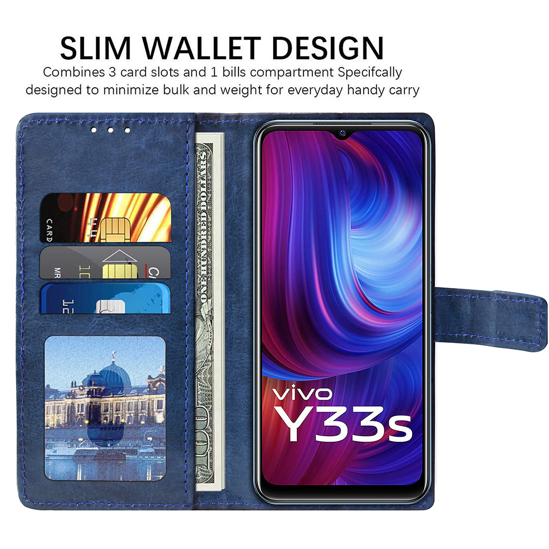 Premium Wallet Flip Cover for Vivo Y33s