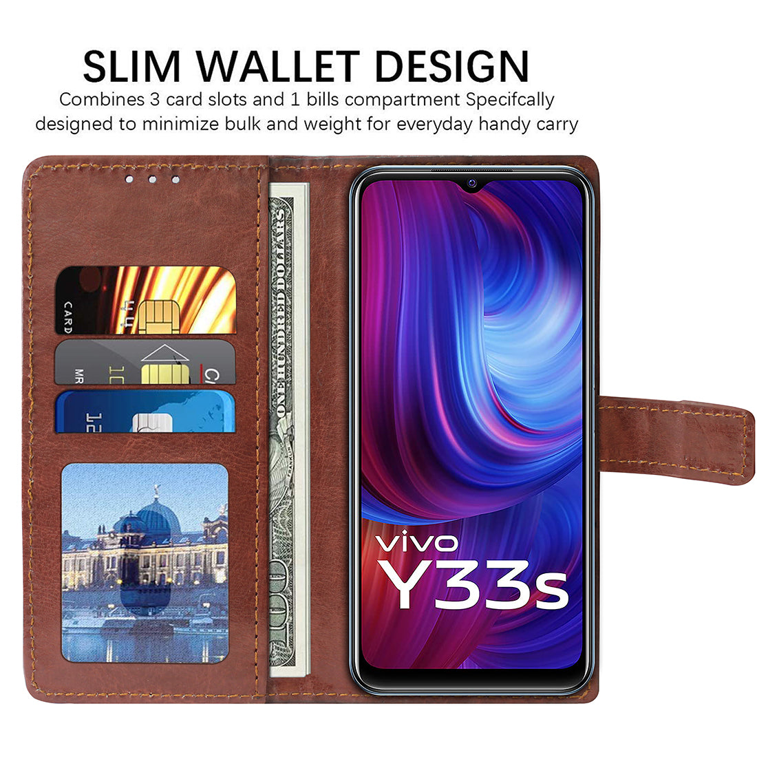 Premium Wallet Flip Cover for Vivo Y33s