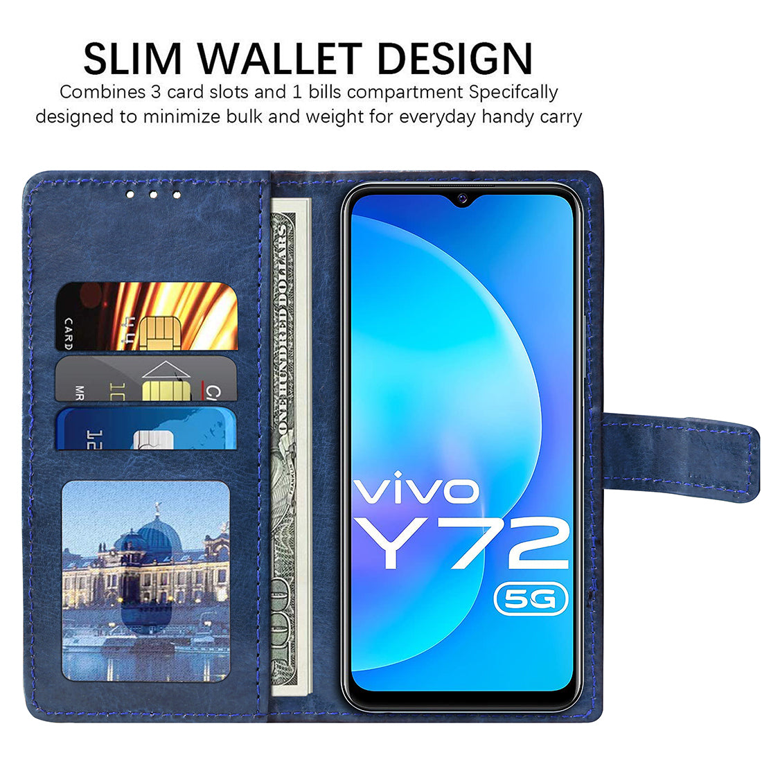 Premium Wallet Flip Cover for Vivo Y72 5G