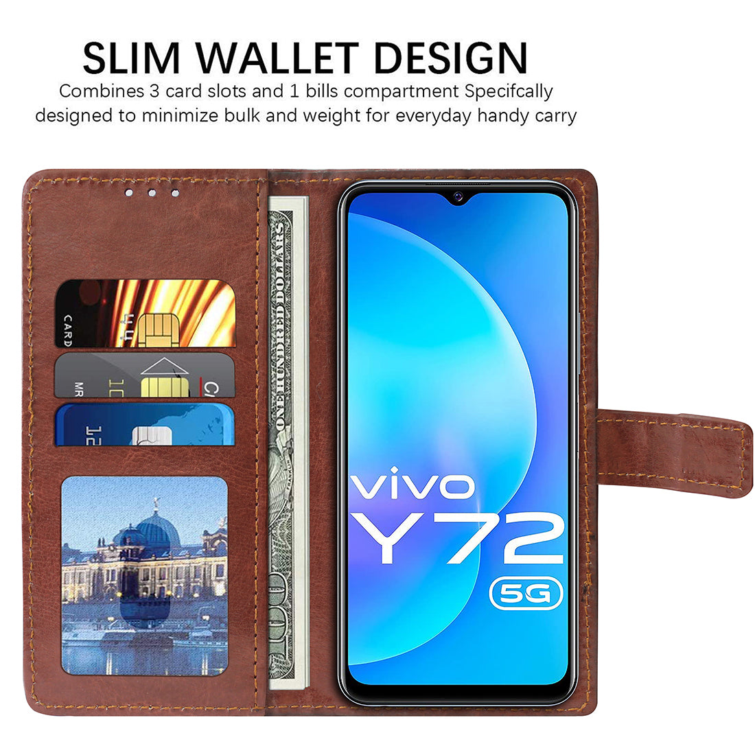 Premium Wallet Flip Cover for Vivo Y72 5G