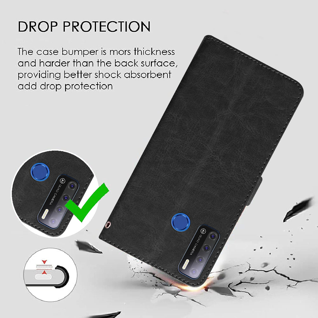 Premium Wallet Flip Cover for Tecno Spark 2 Air