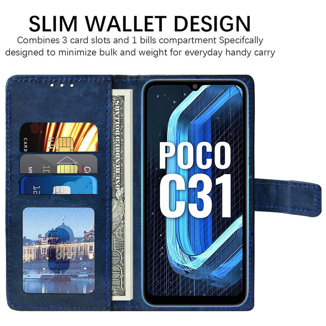 Premium Wallet Flip Cover for Mi Poco C31