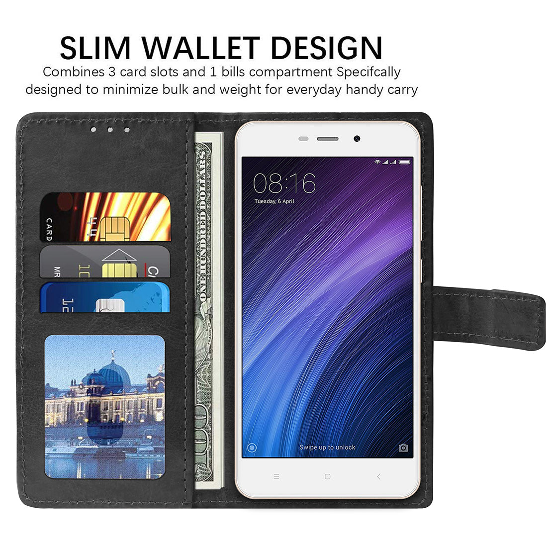 Premium Wallet Flip Cover for Mi Redmi 4A