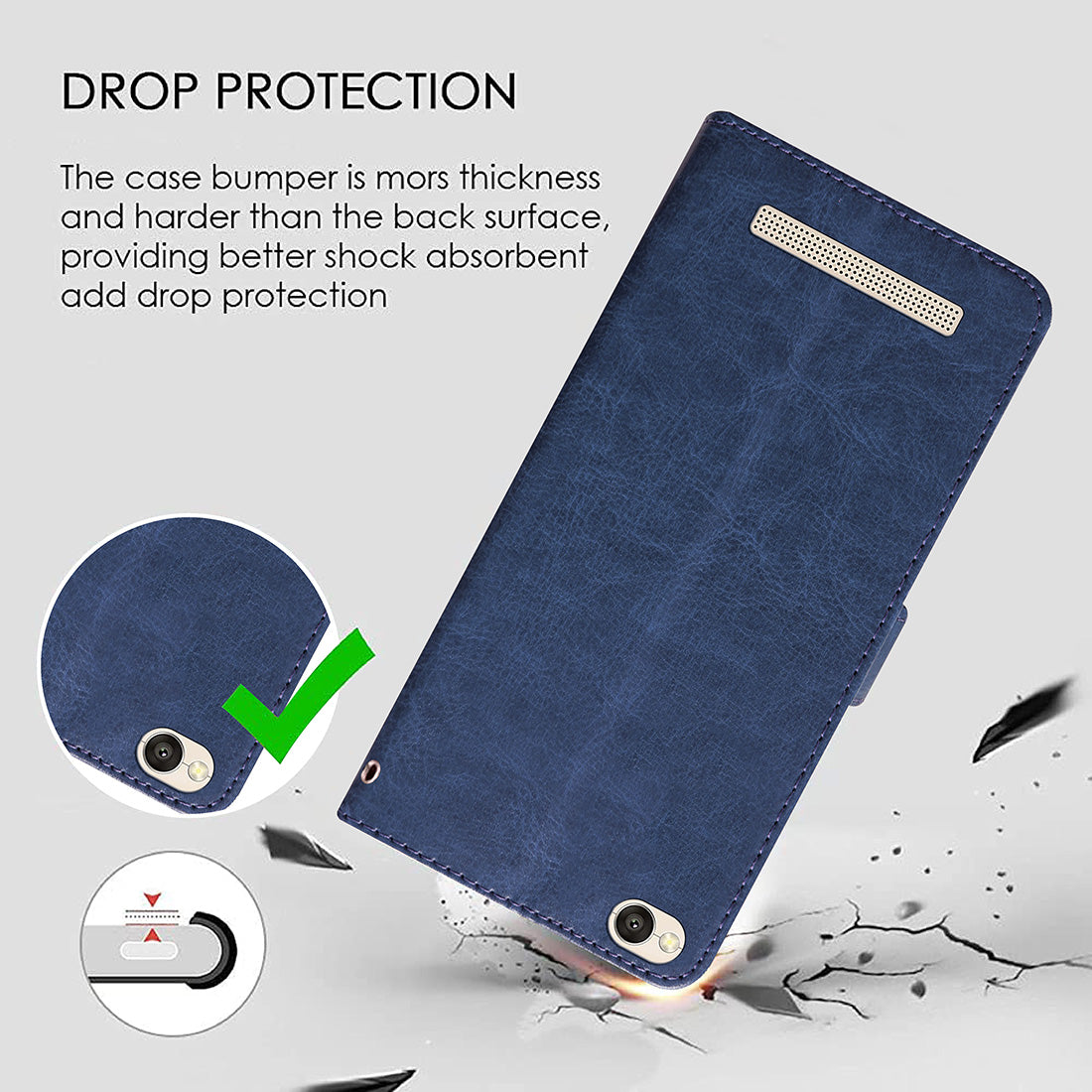 Premium Wallet Flip Cover for Mi Redmi 4A