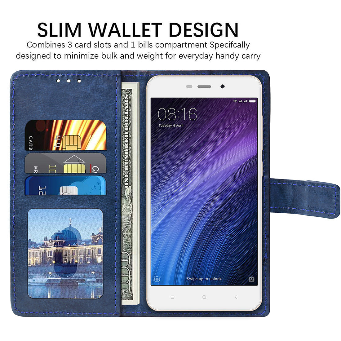 Premium Wallet Flip Cover for Mi Redmi 4A