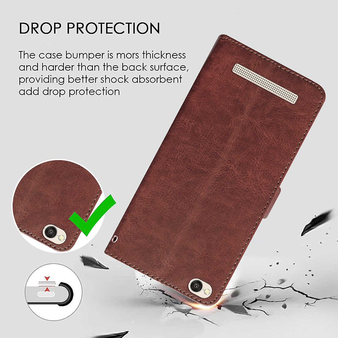 Premium Wallet Flip Cover for Mi Redmi 4A