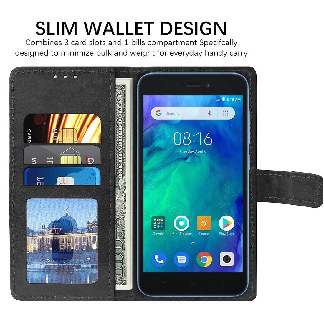 Premium Wallet Flip Cover for Mi Redmi Go