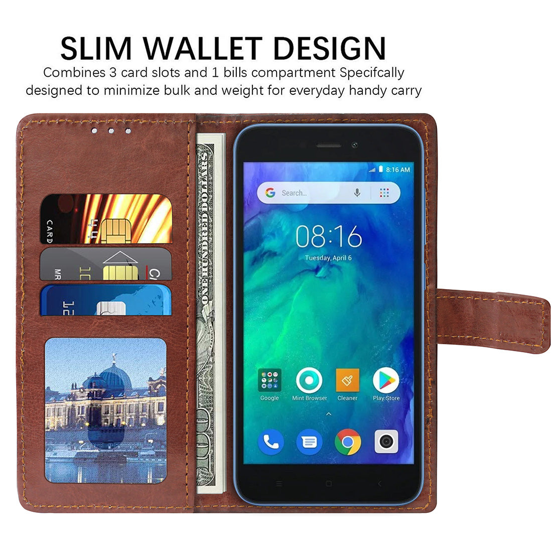 Premium Wallet Flip Cover for Mi Redmi Go