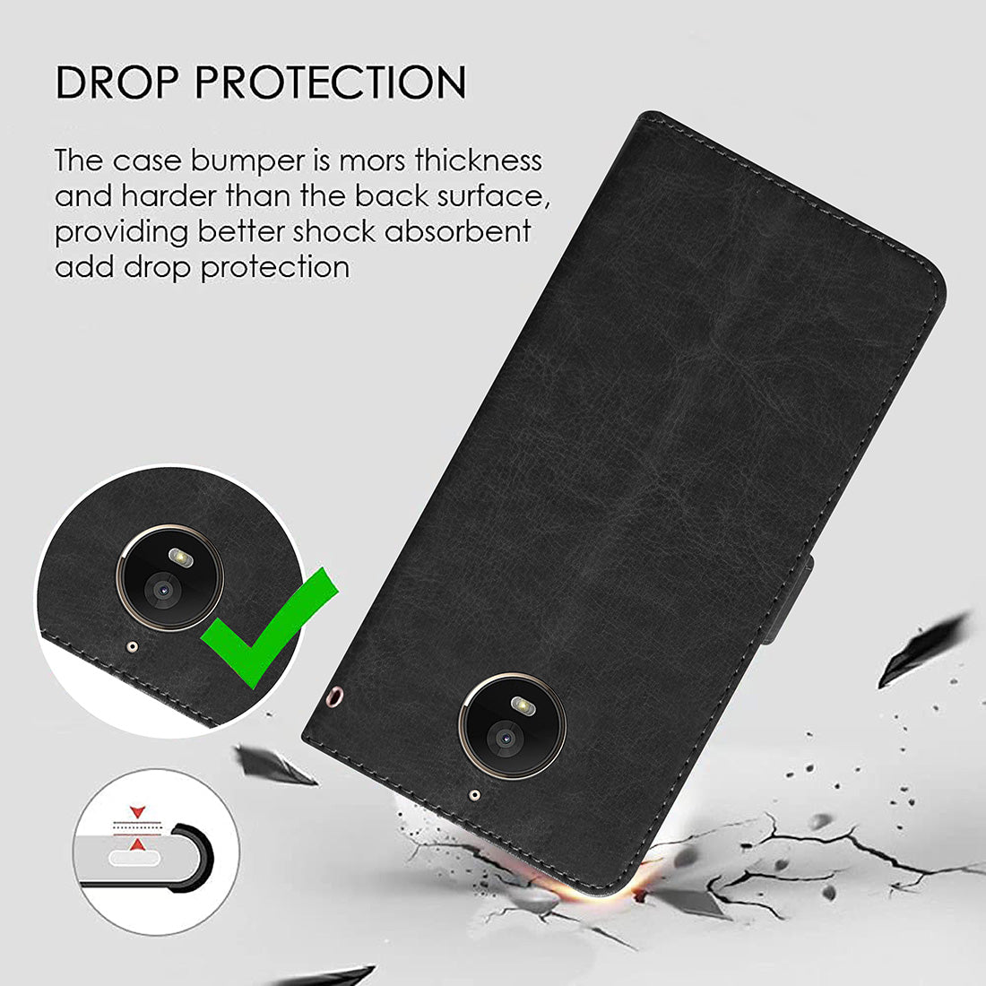 Premium Wallet Flip Cover for Motorola Moto E4 Plus 4G