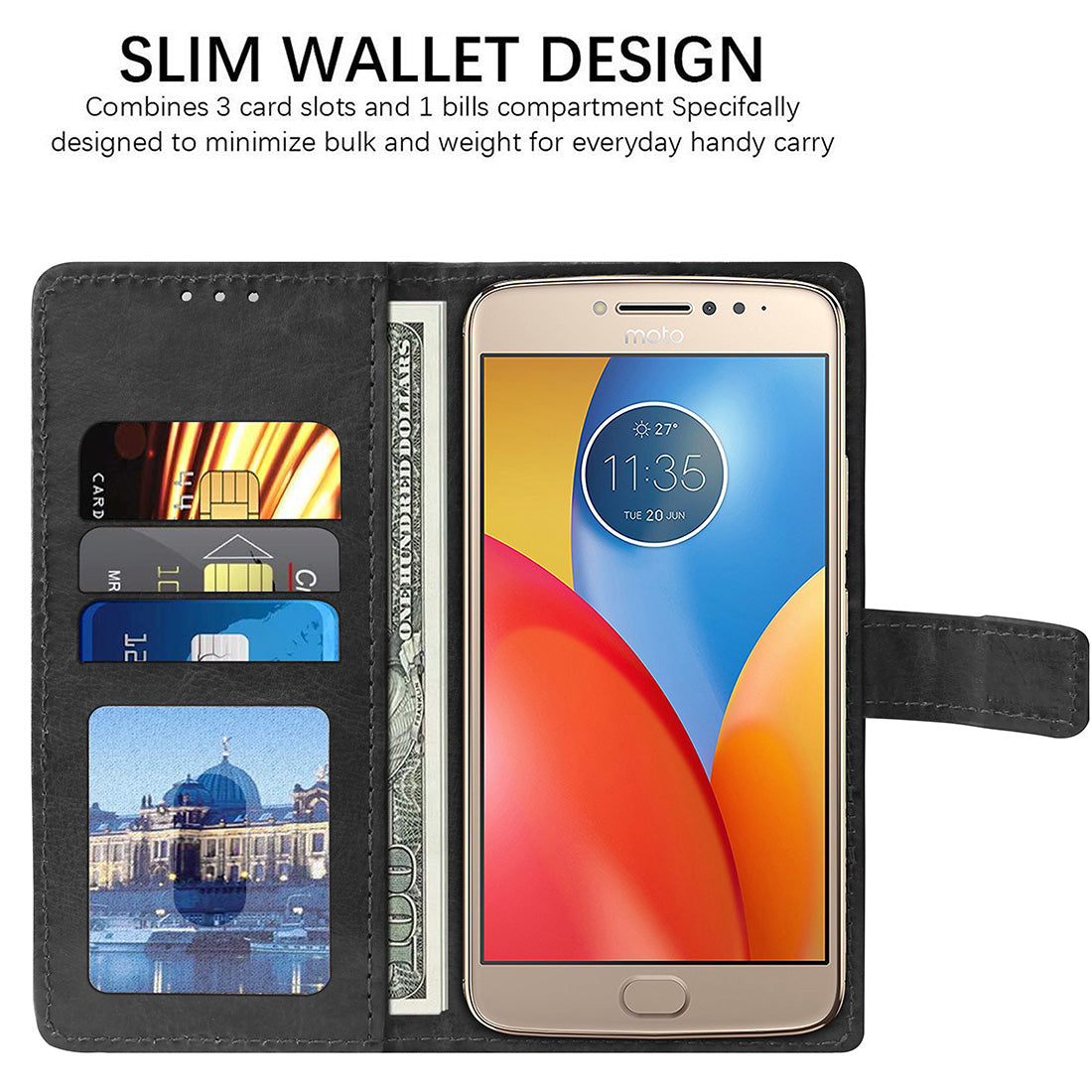 Premium Wallet Flip Cover for Motorola Moto E4 Plus 4G