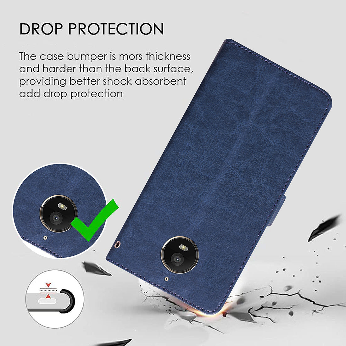 Premium Wallet Flip Cover for Motorola Moto E4 Plus 4G