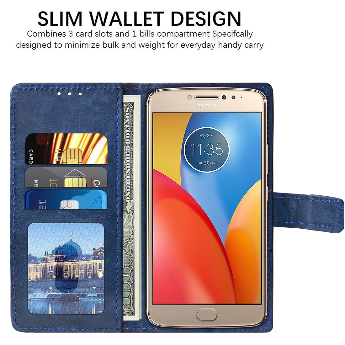 Premium Wallet Flip Cover for Motorola Moto E4 Plus 4G