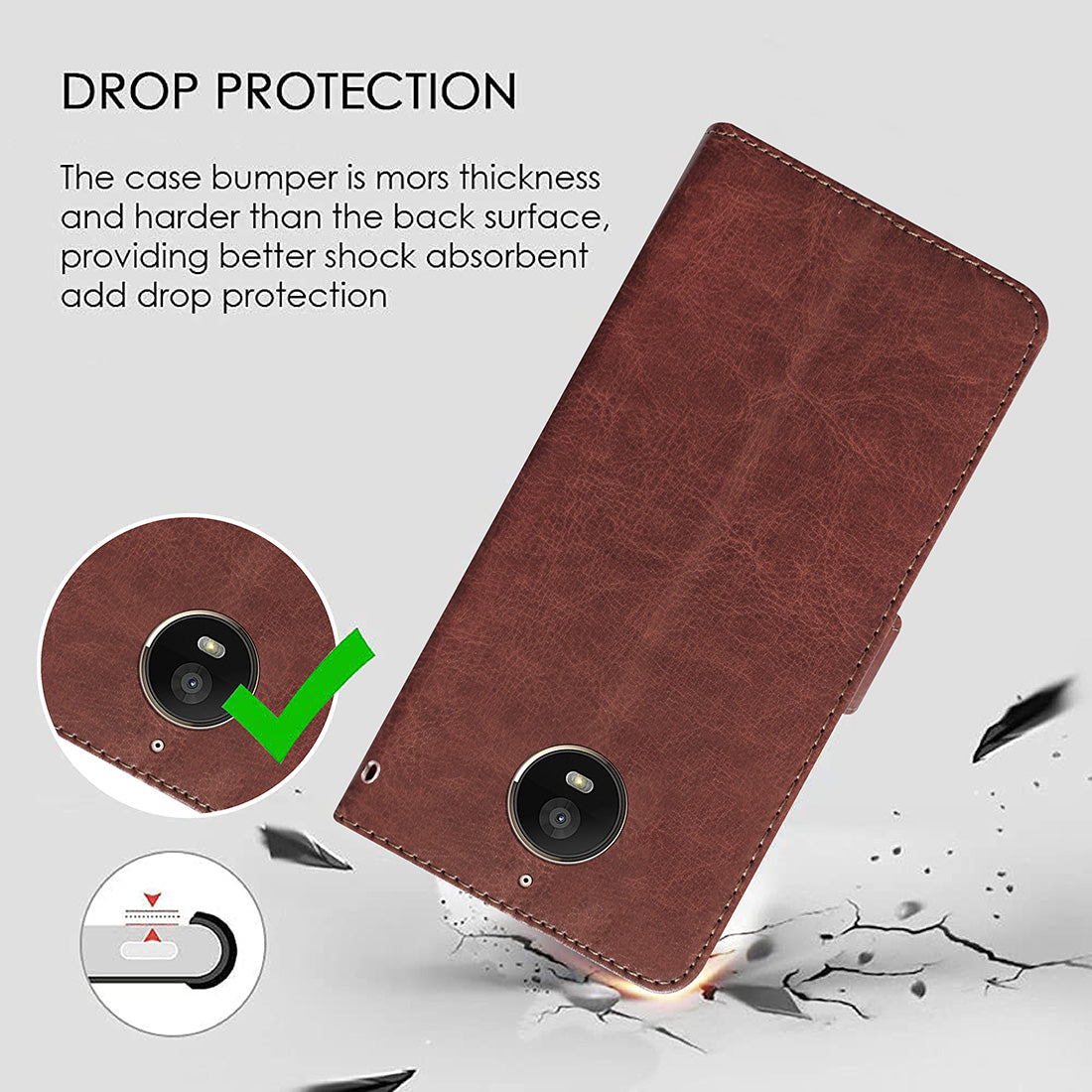 Premium Wallet Flip Cover for Motorola Moto E4 Plus 4G