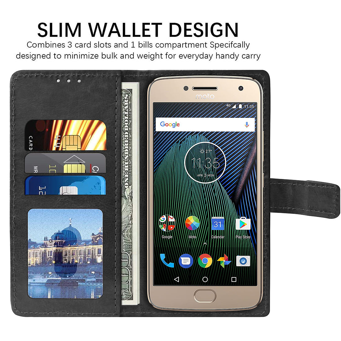 Premium Wallet Flip Cover for Motorola Moto G5 Plus