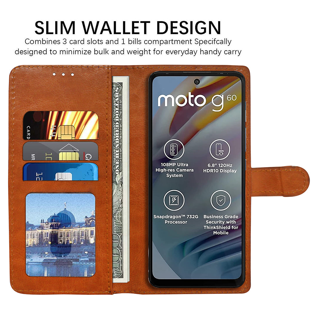 Premium Wallet Flip Cover for Motorola Moto G60 4G