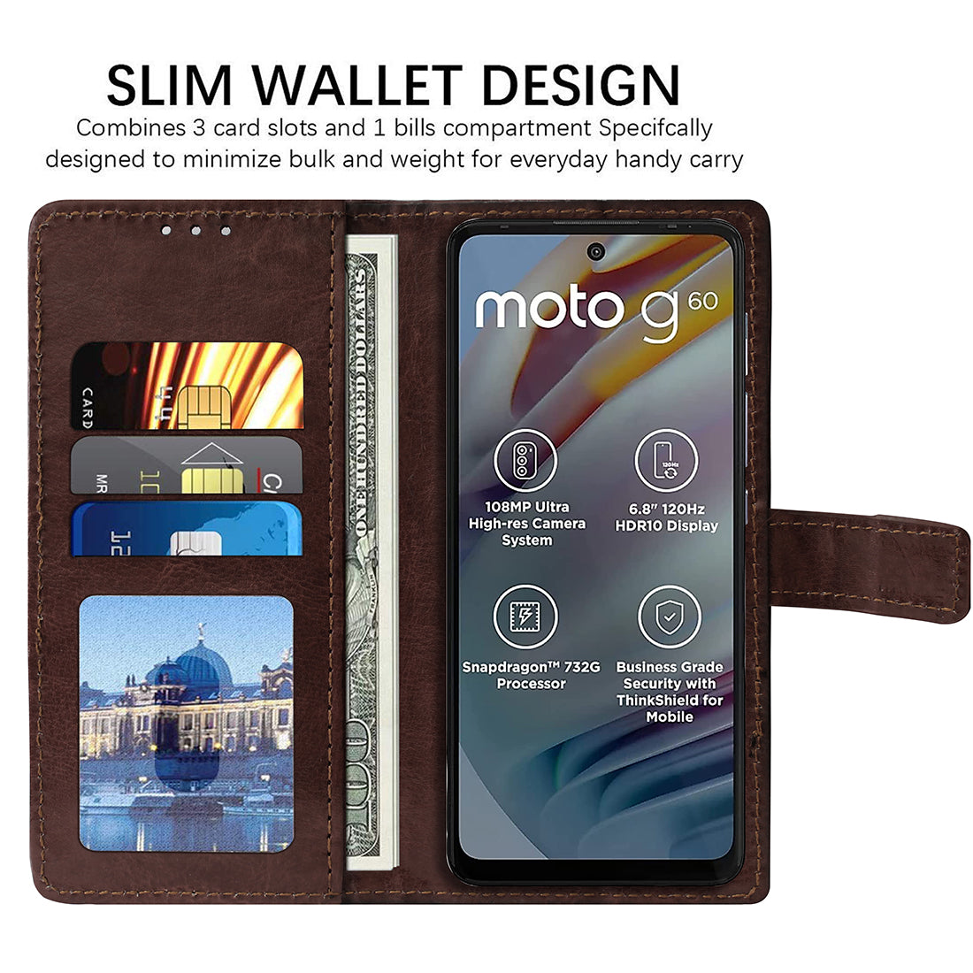 Premium Wallet Flip Cover for Motorola Moto G60 4G