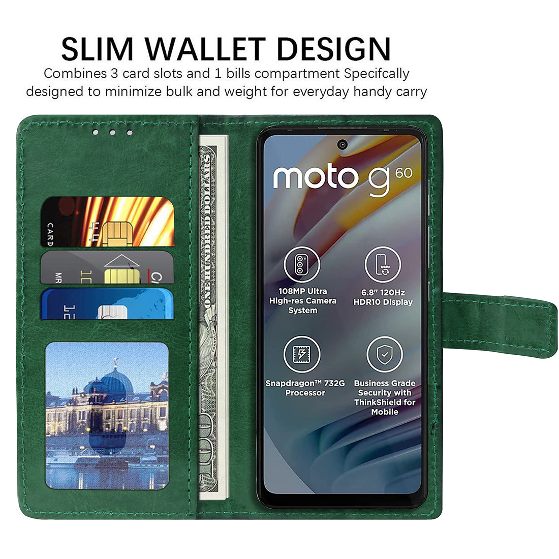 Premium Wallet Flip Cover for Motorola Moto G60 4G