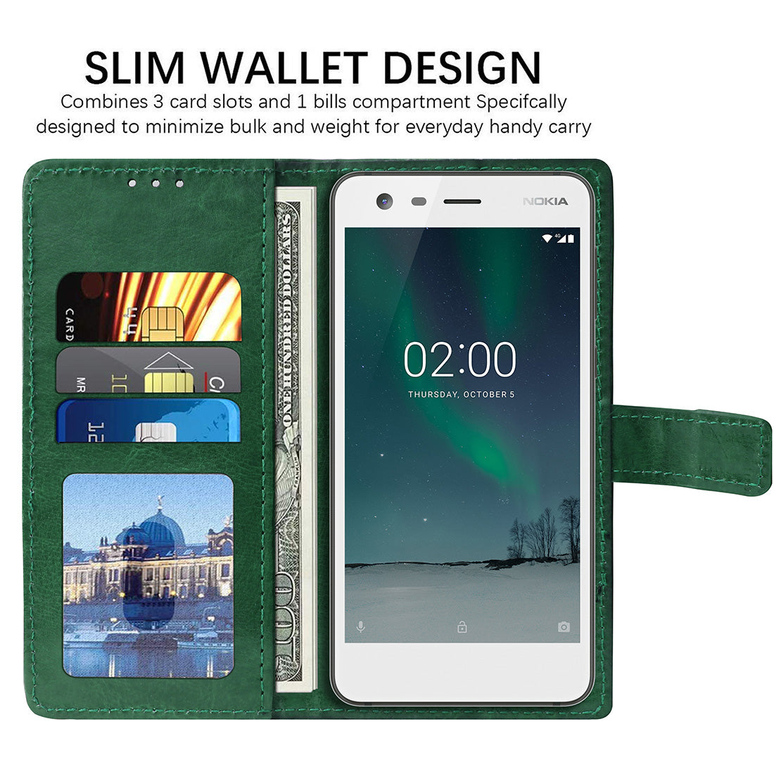 Premium Wallet Flip Cover for Nokia 2