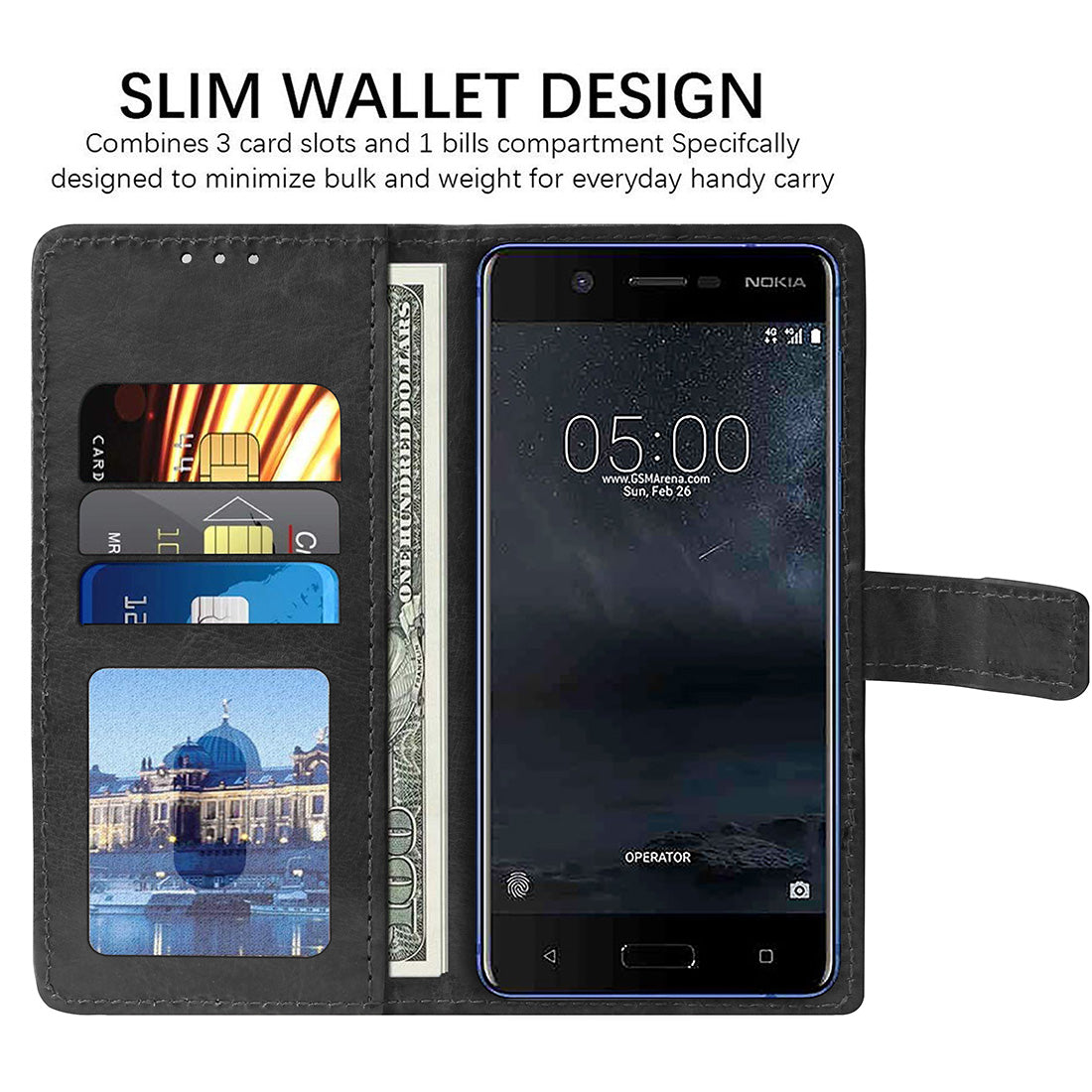 Premium Wallet Flip Cover for Nokia 5 4G