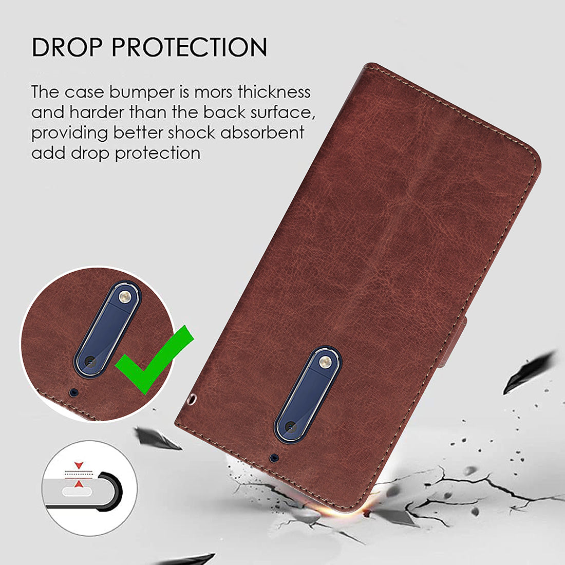 Premium Wallet Flip Cover for Nokia 5 4G