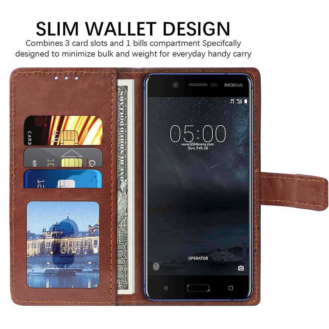 Premium Wallet Flip Cover for Nokia 5 4G