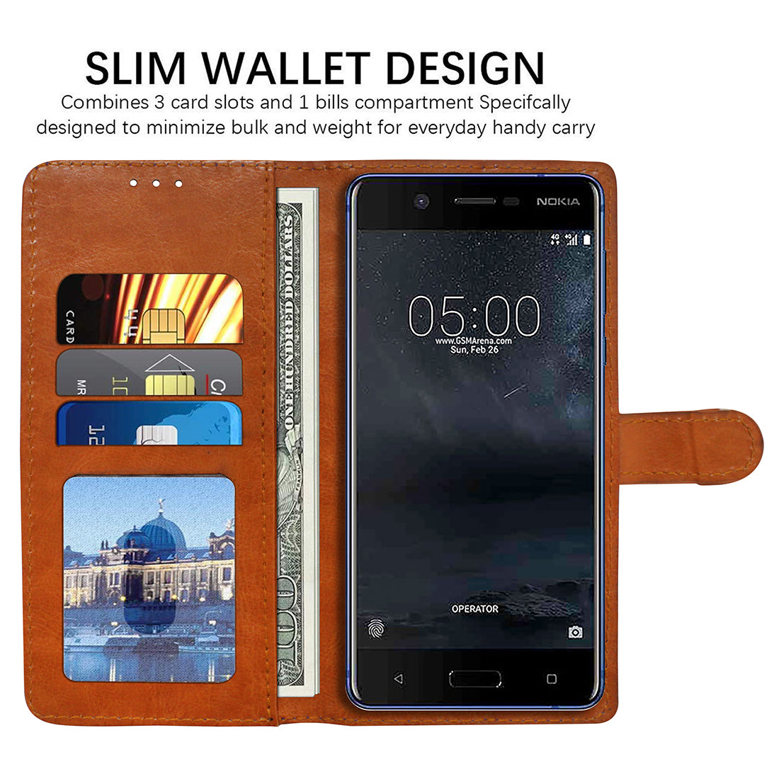 Premium Wallet Flip Cover for Nokia 5