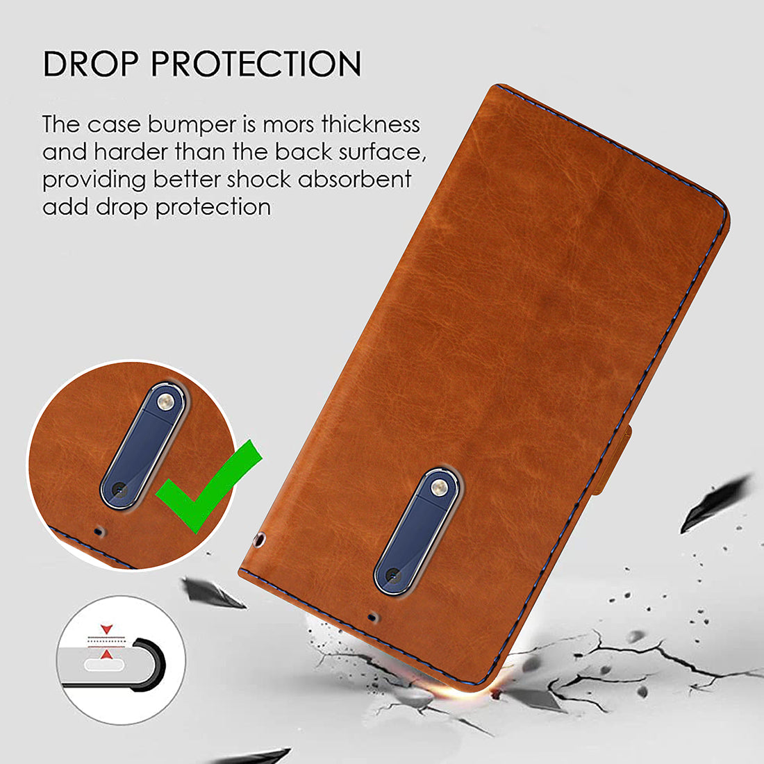 Premium Wallet Flip Cover for Nokia 5