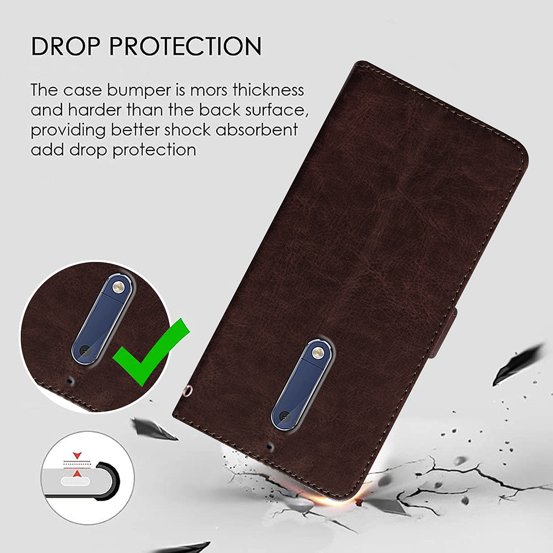 Premium Wallet Flip Cover for Nokia 5