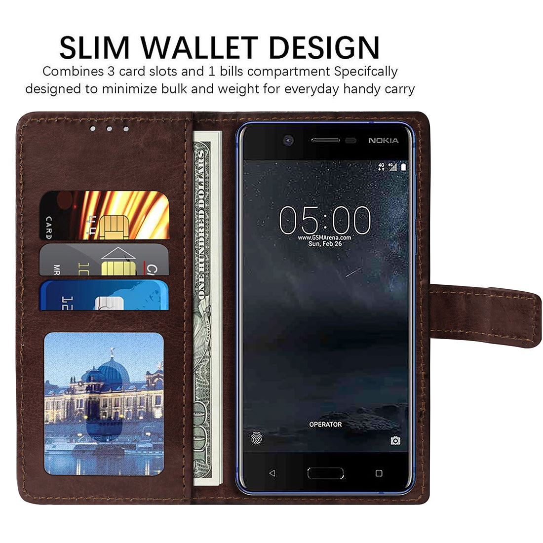 Premium Wallet Flip Cover for Nokia 5