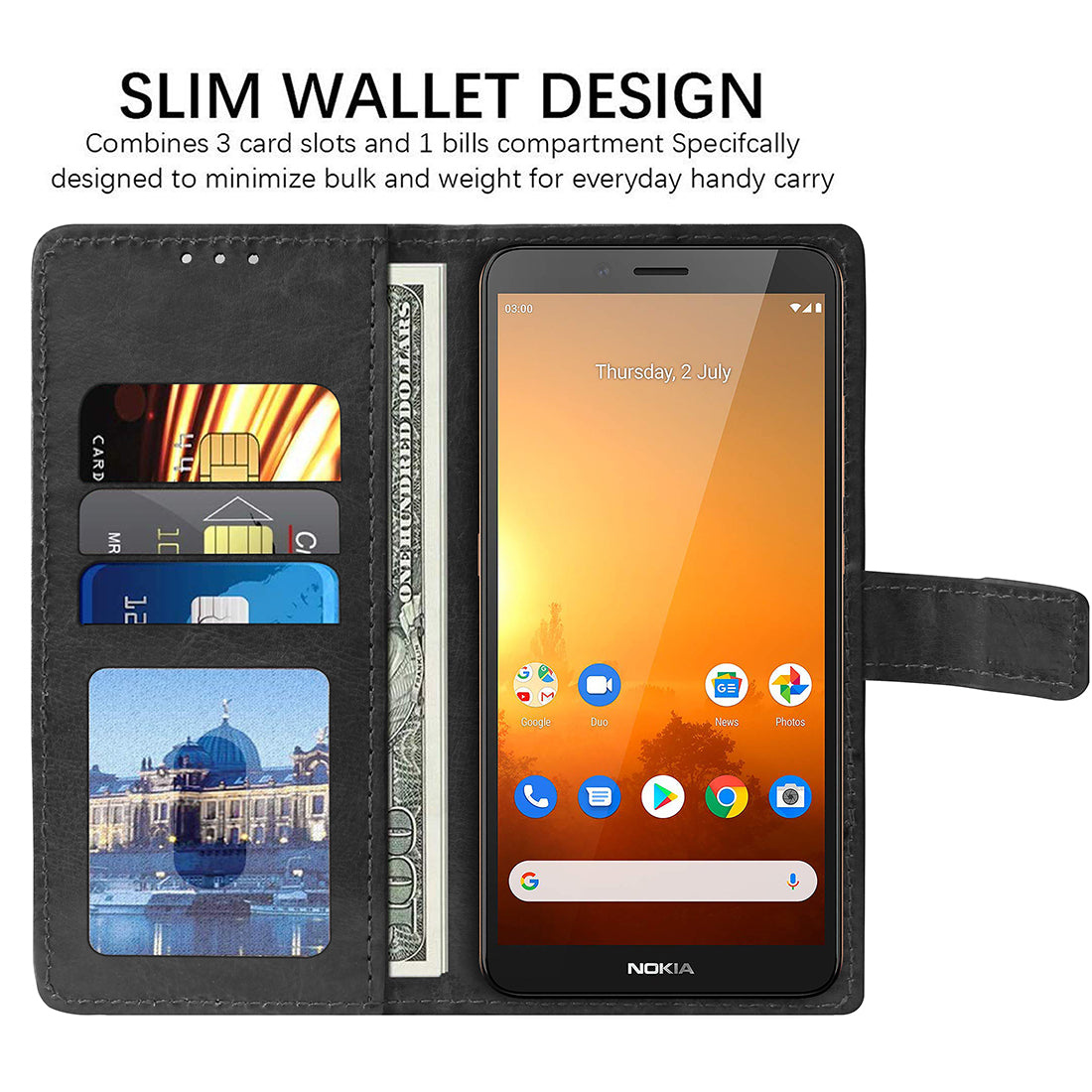 Premium Wallet Flip Cover for Nokia C3