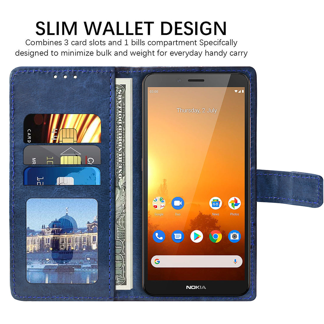 Premium Wallet Flip Cover for Nokia C3