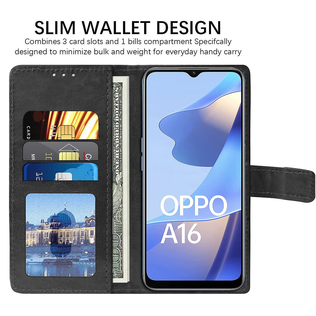 Premium Wallet Flip Cover for Oppo A16