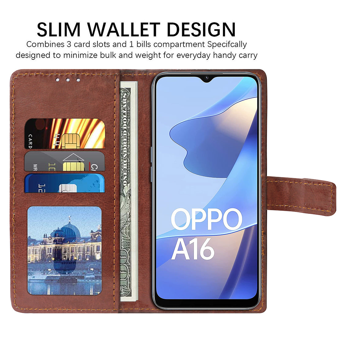 Premium Wallet Flip Cover for Oppo A16