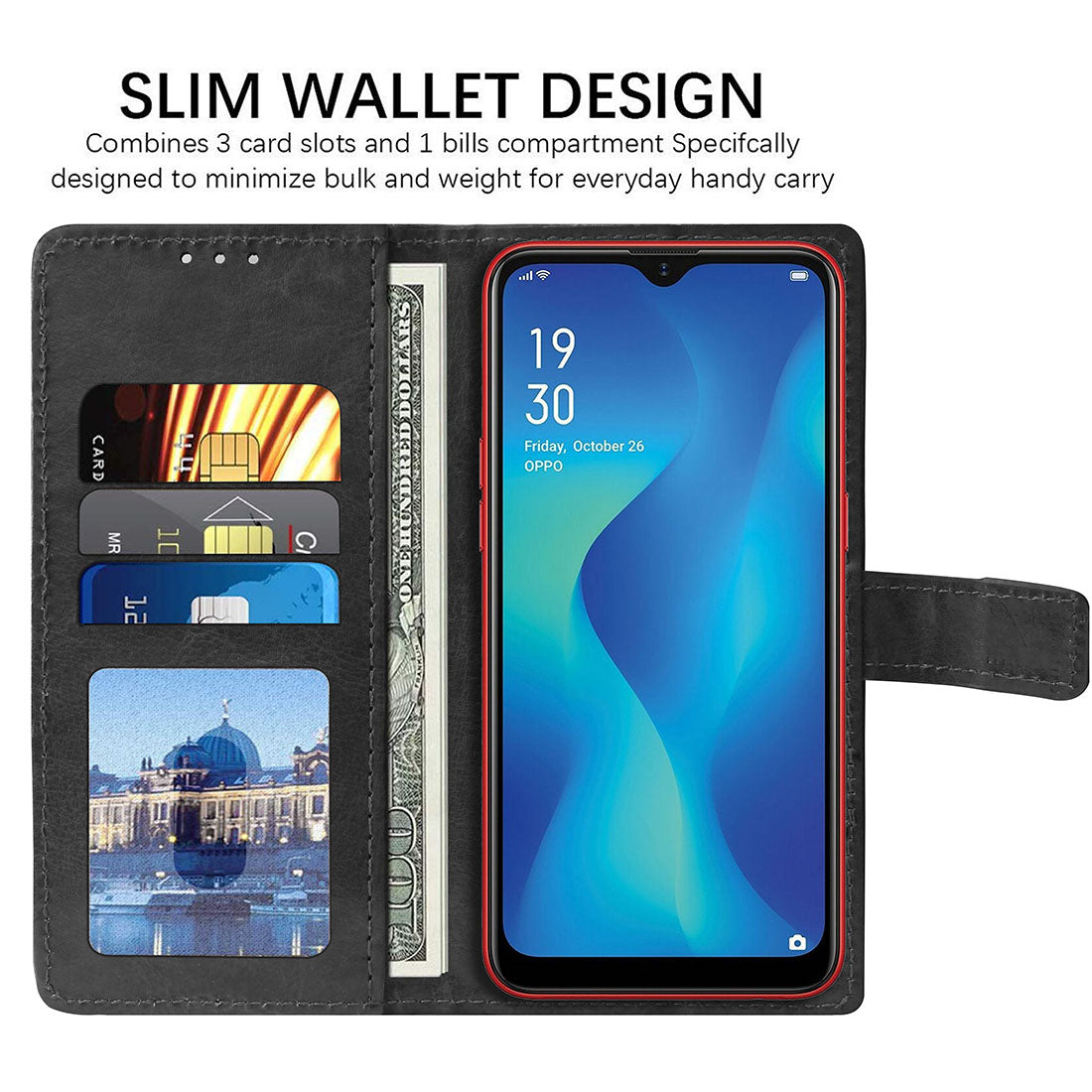 Premium Wallet Flip Cover for Oppo A1K