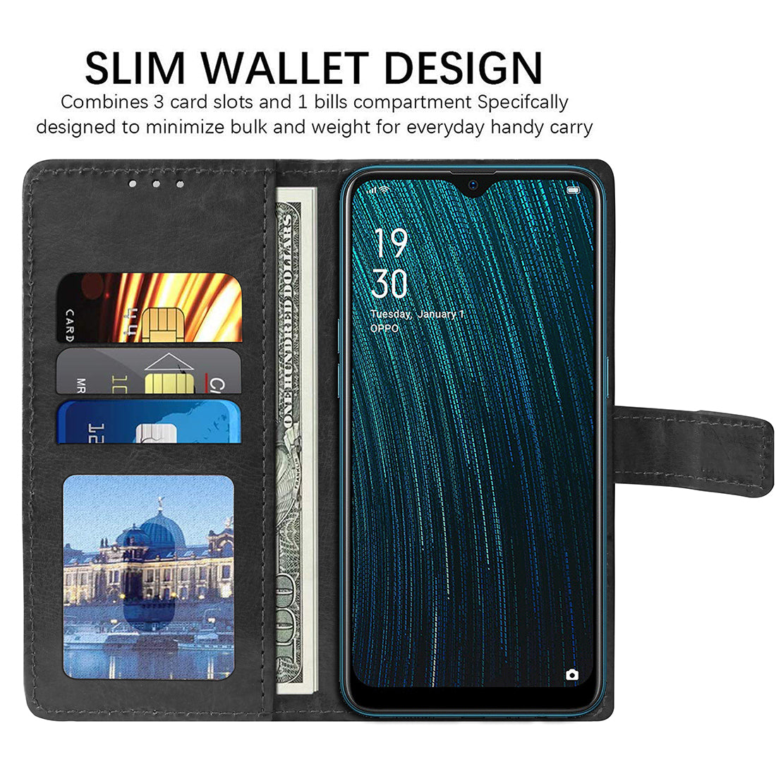 Premium Wallet Flip Cover for Oppo A5s