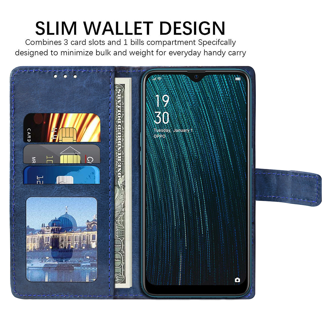 Premium Wallet Flip Cover for Oppo A5s