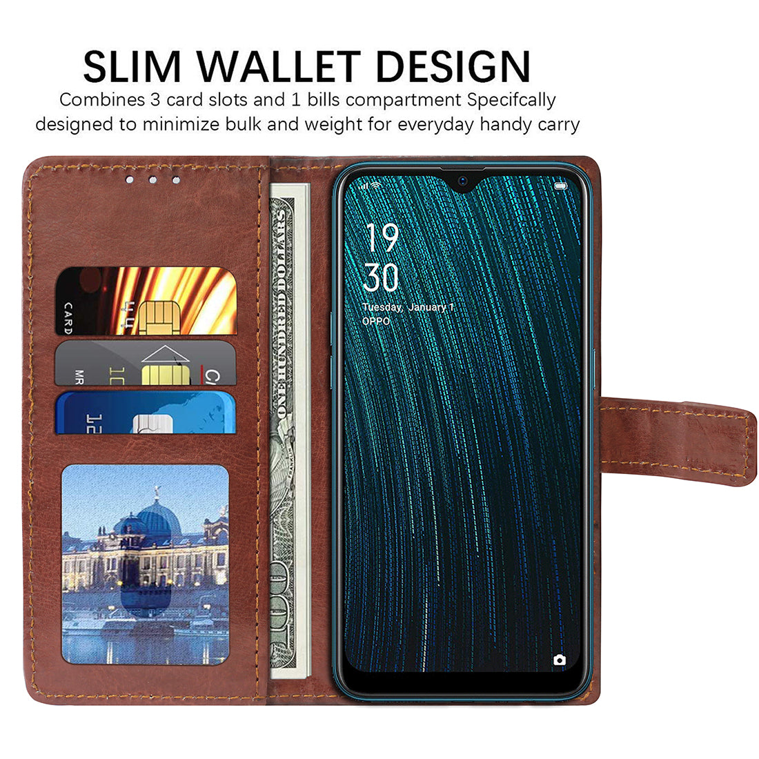 Premium Wallet Flip Cover for Oppo A5s