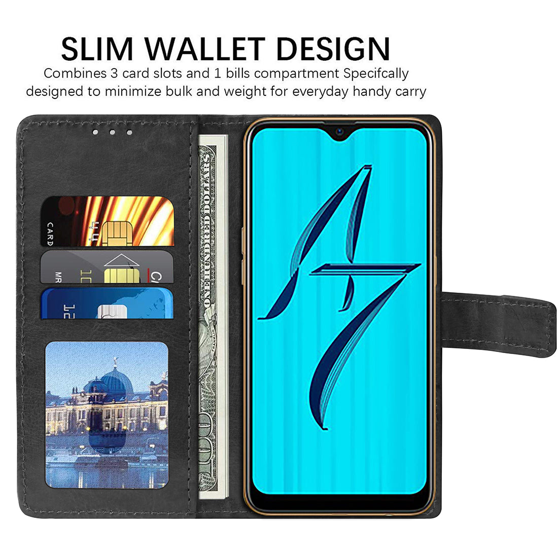 Premium Wallet Flip Cover for Oppo A7