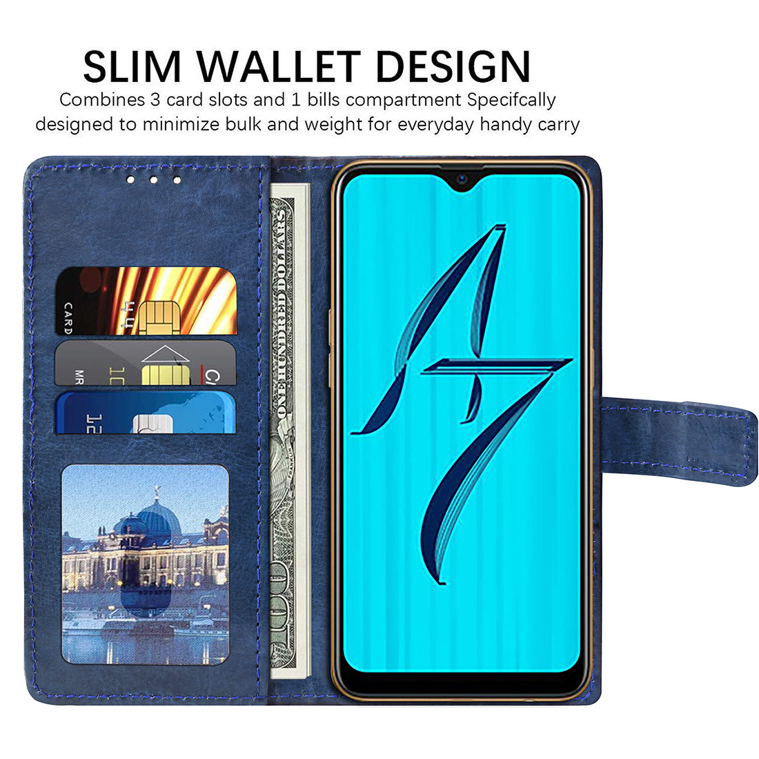 Premium Wallet Flip Cover for Oppo A7