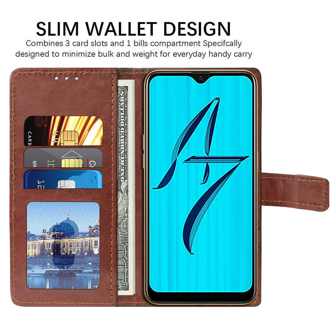 Premium Wallet Flip Cover for Oppo A7