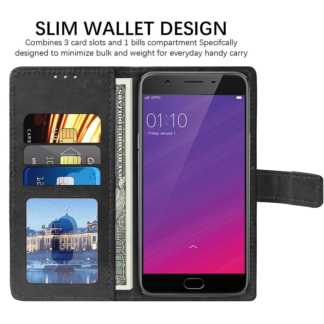 Premium Wallet Flip Cover for Oppo F1S 4G