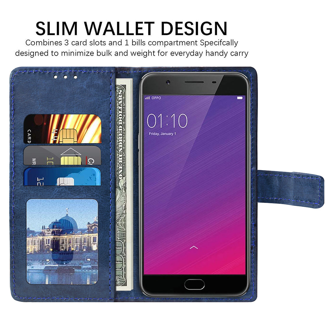 Premium Wallet Flip Cover for Oppo F1S 4G